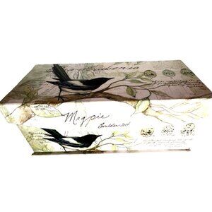BIRD Magpie Storage Box Decorative Susan Winget Paper Recipe Hold Office Nature